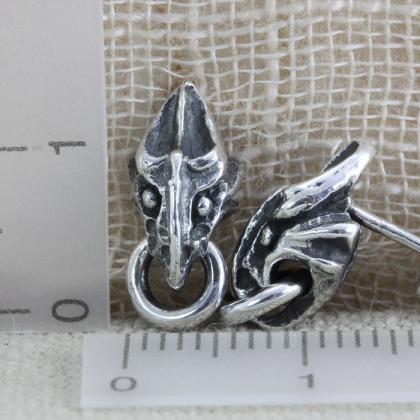 Tribal Silver Earrings, Dinosaur Earings, Dinosaur..
